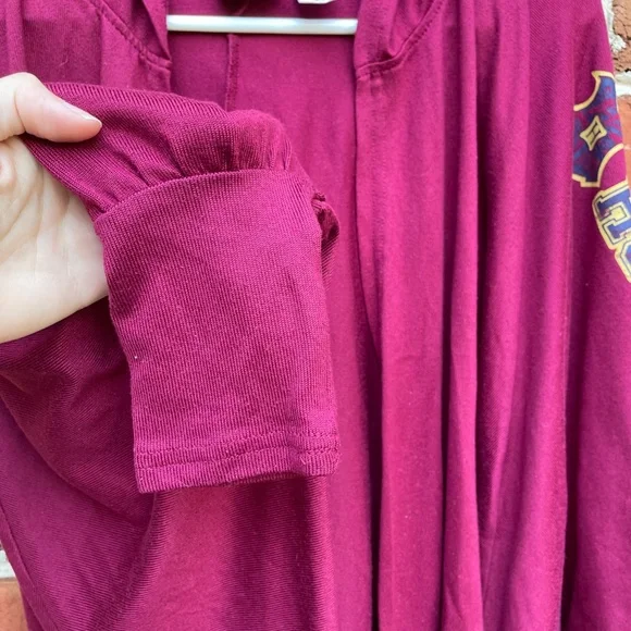 Harry Potter Cardigan Burgundy Red "Hogwarts" Hood Lightweight - Picture 7 of 10